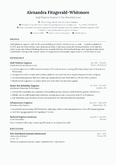 Anchor Serif CV template preview