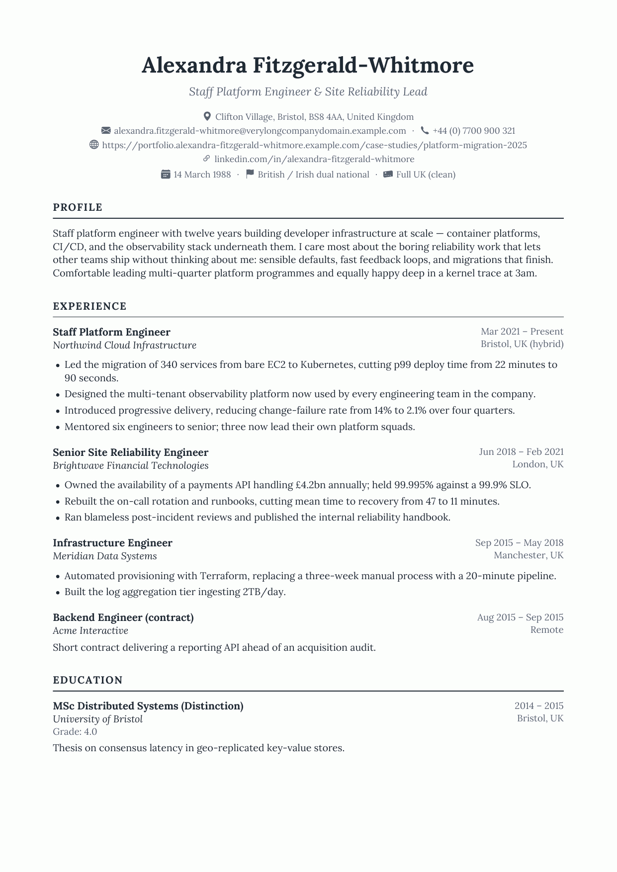 Anchor Serif CV template preview