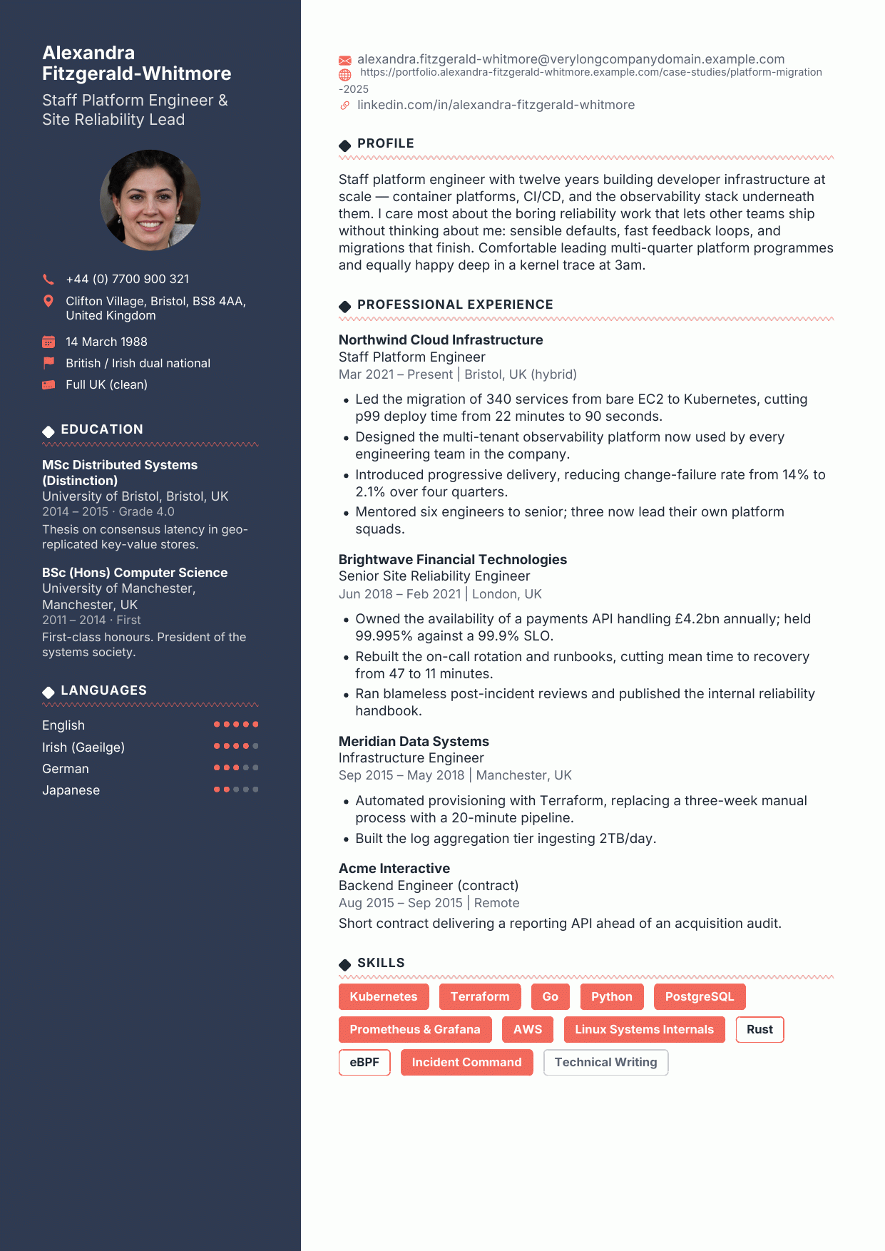 Coral Anchor CV template preview