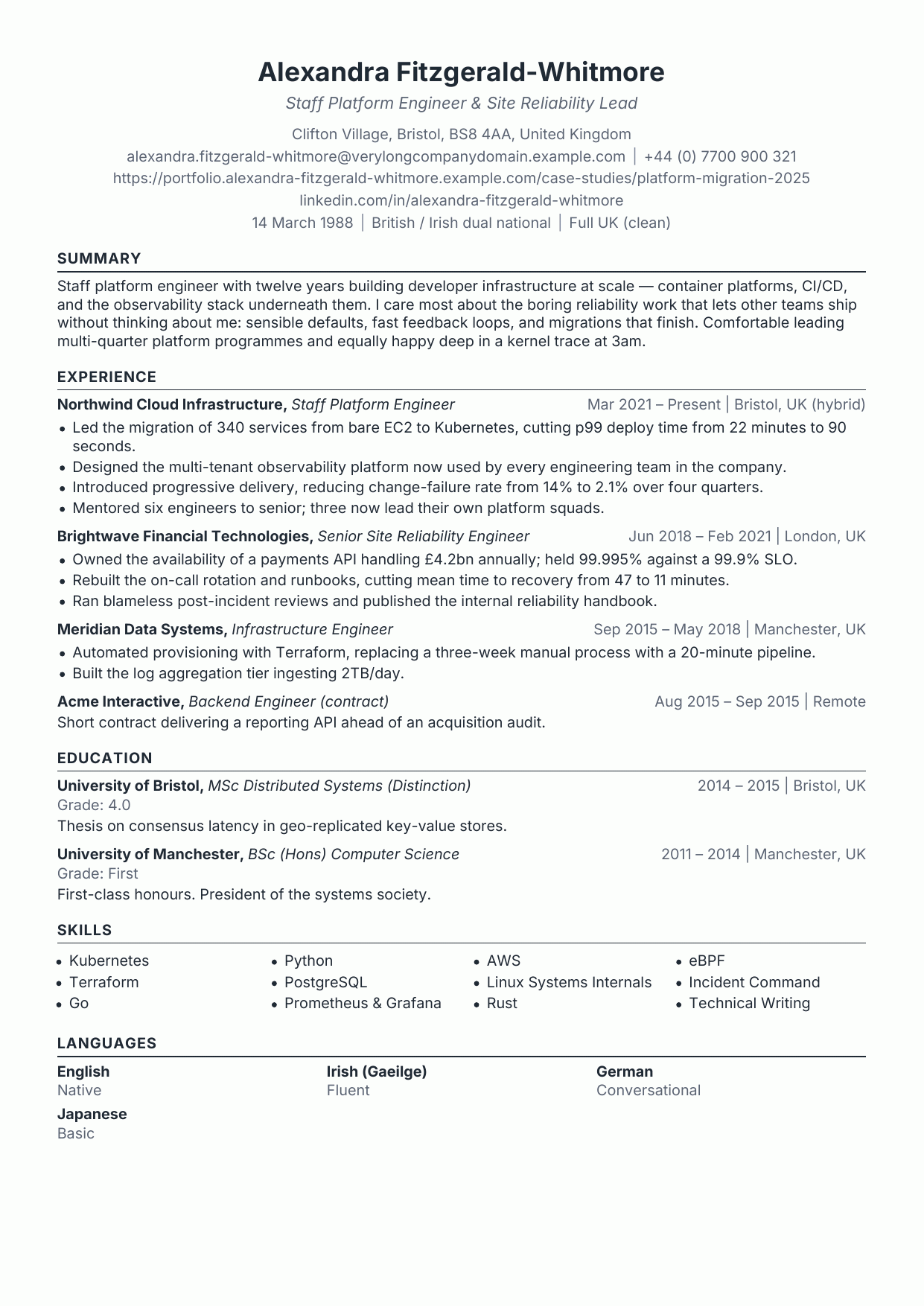 Fine Margin CV template preview