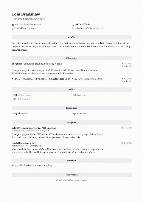 Fresh Banner CV template preview