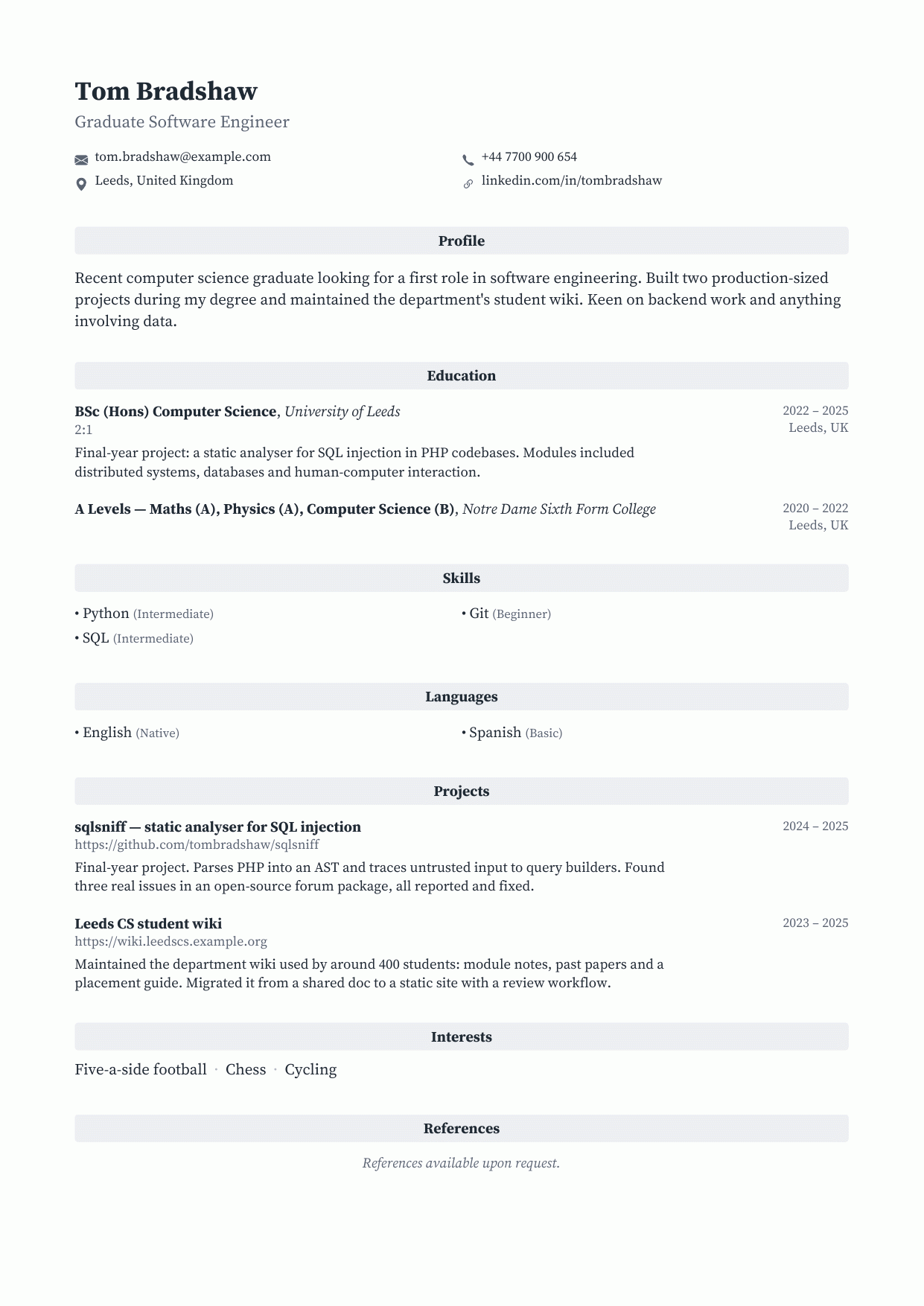 Fresh Banner CV template preview
