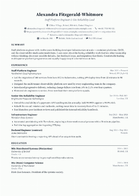 Meridian Classic CV template preview