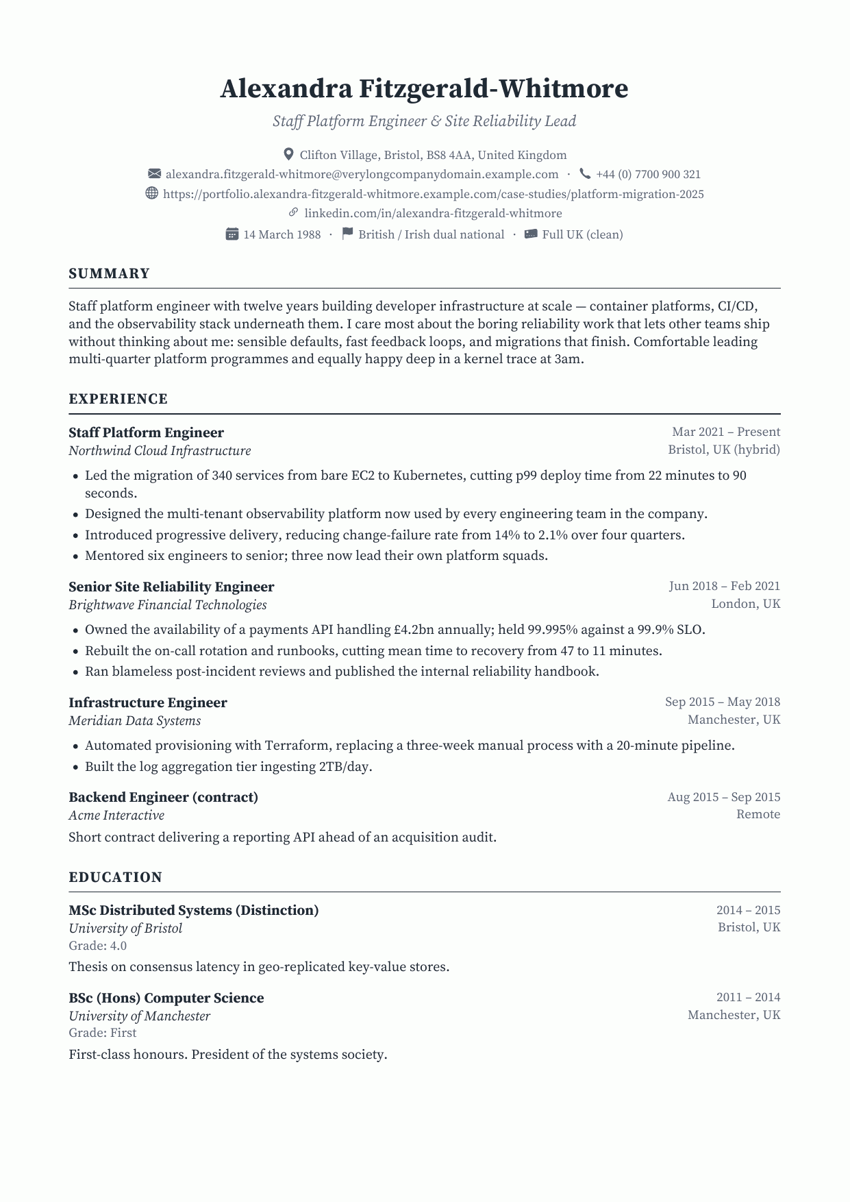 Meridian Classic CV template preview