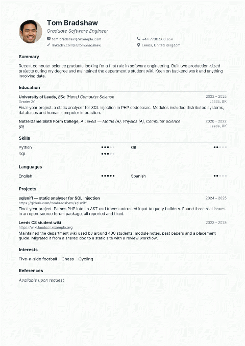 Open Baseline CV template preview