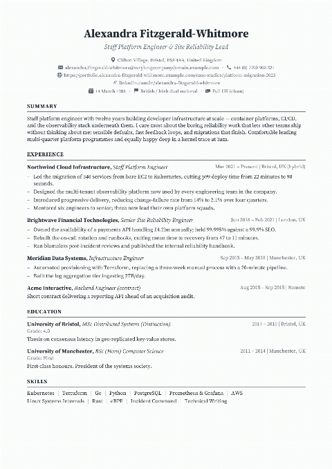 Standard Rule CV template preview