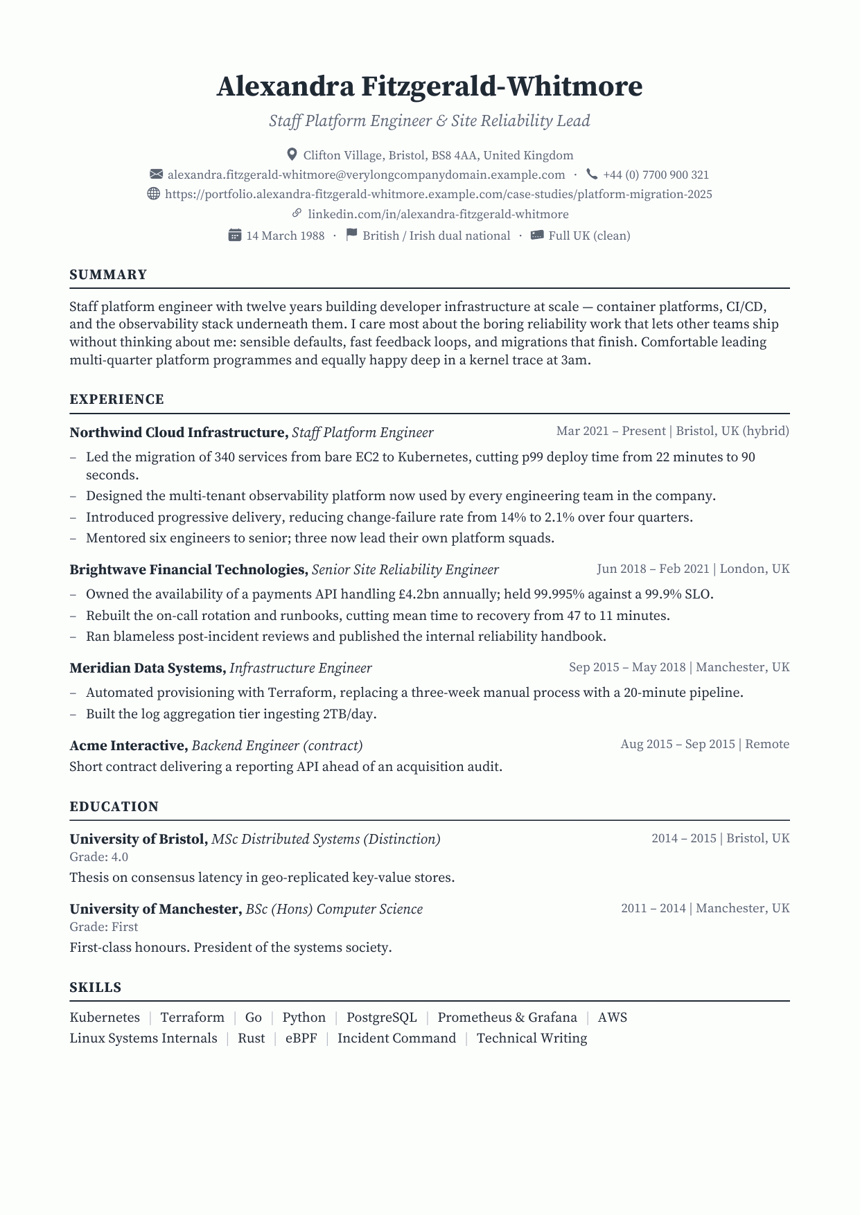 Standard Rule CV template preview