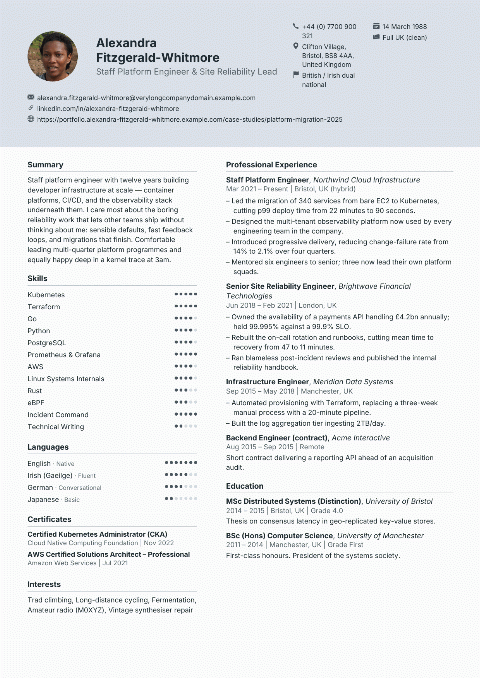 Studio Grid CV template preview